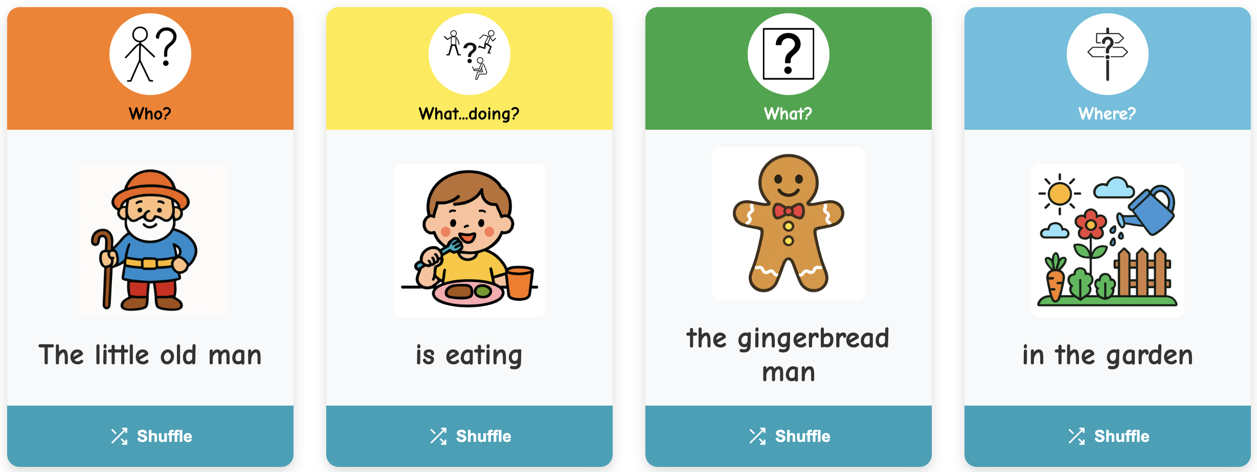 Sentence building game on Libericomm