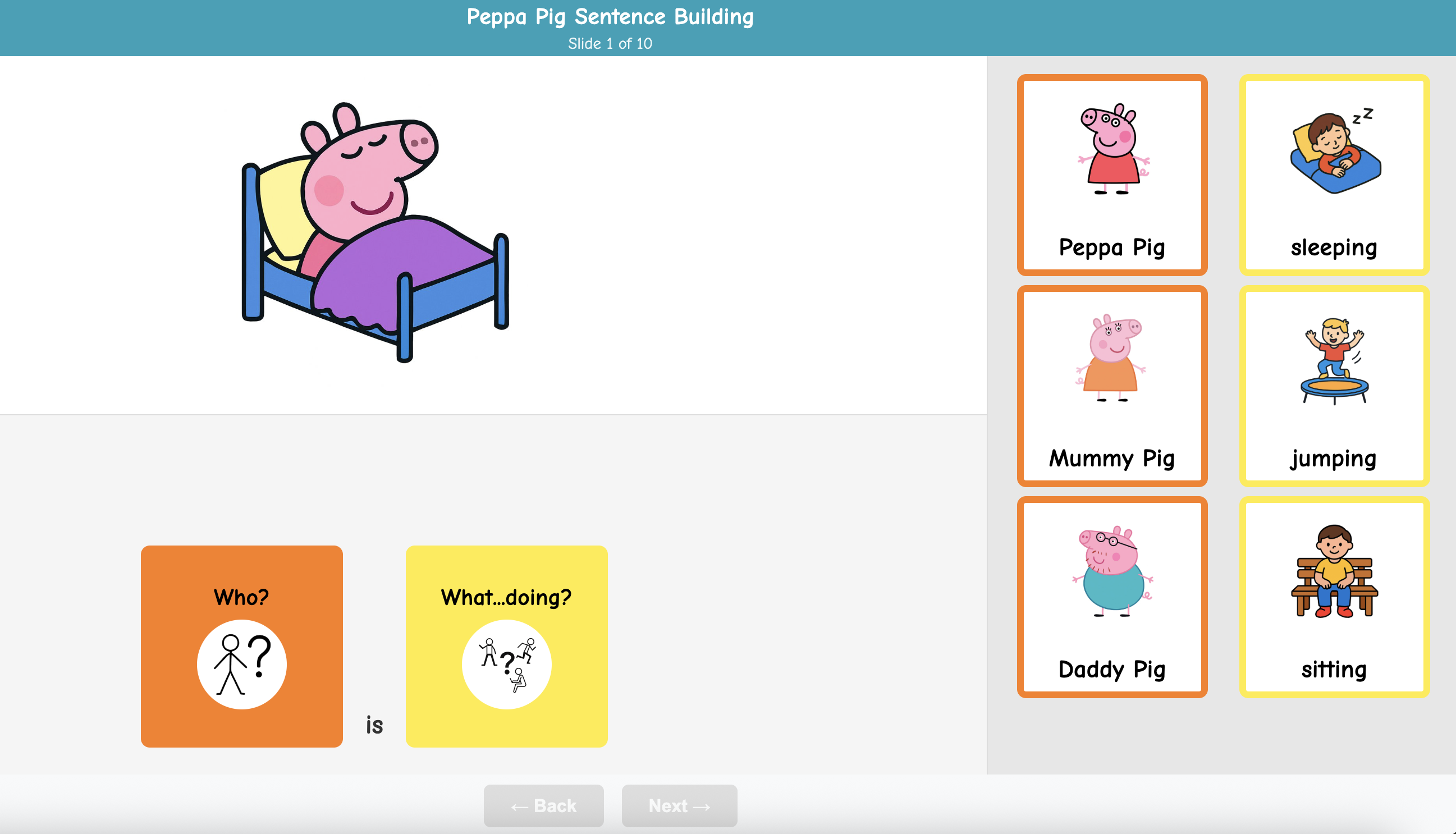 Sentence building game