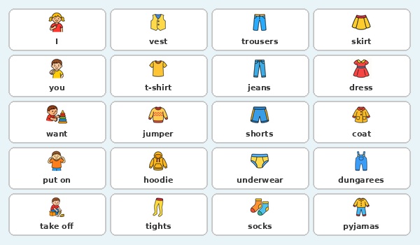 Getting dressed AAC board