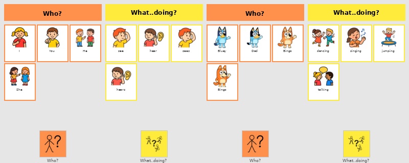 Sentence builder with Bluey