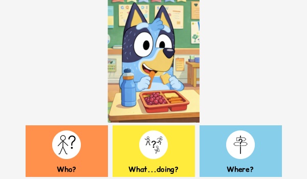 blippi, bingo and bluey who, what doing and where?