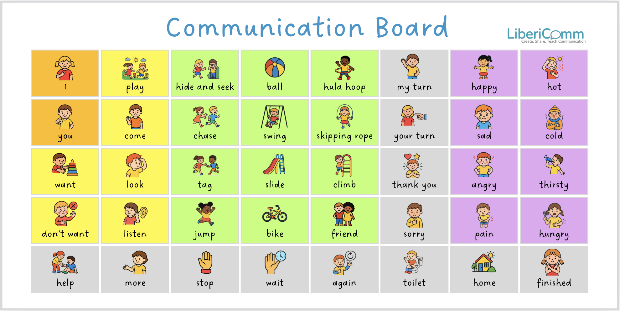 Playground Communication Board, AAC Visual Aid for Autism and SEN, Speech Therapy Outdoor Display 3x6ft