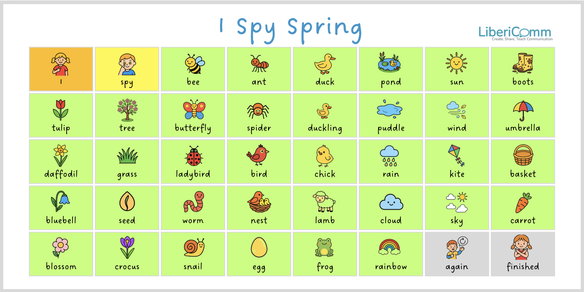 I Spy Spring – Vocabulary Builder Playground Communication Banner