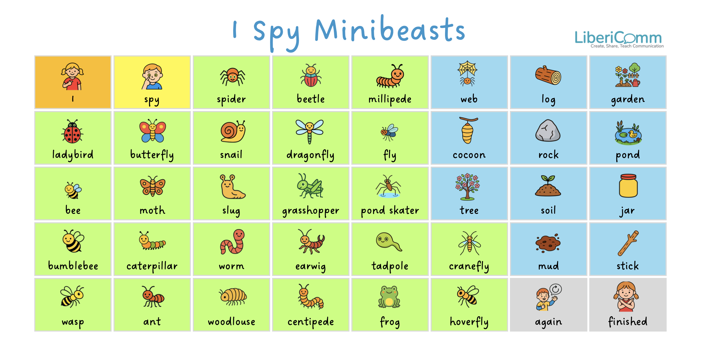 I Spy Minibeasts – Playground Activity & Vocabulary Board 3x6ft