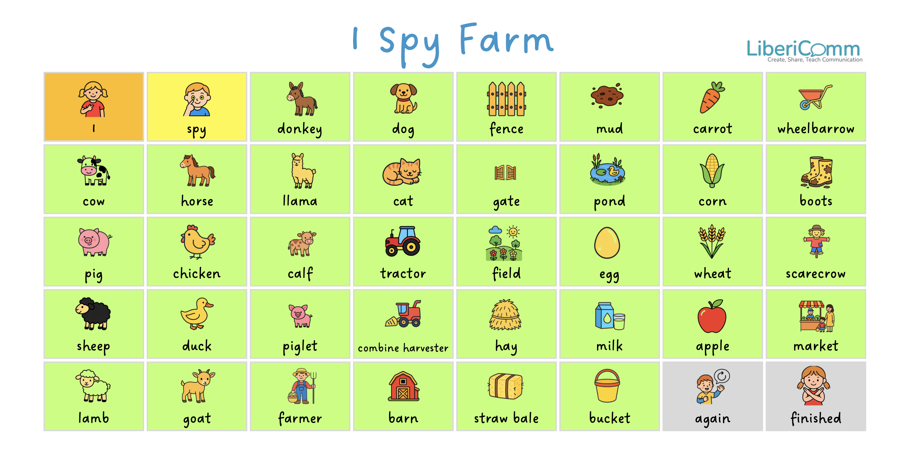 I Spy Farm – Playground Activity & Vocabulary Board Banner