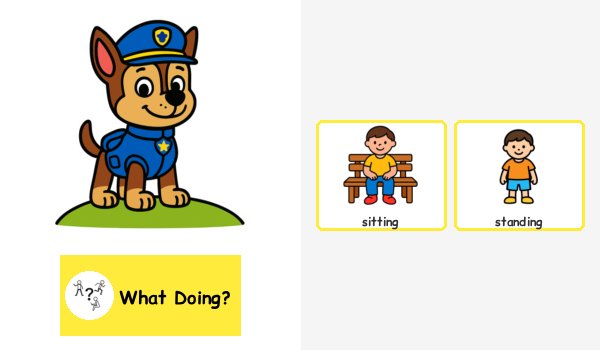 What is chase doing? Sitting or standing